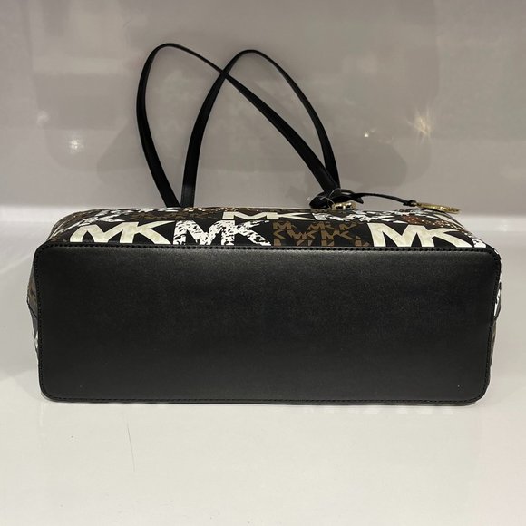 Michael Kors Graphic MK Exotic Logo Tote Blk Multi - Picture 6 of 10